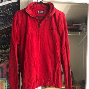 Red quarter zip sweater